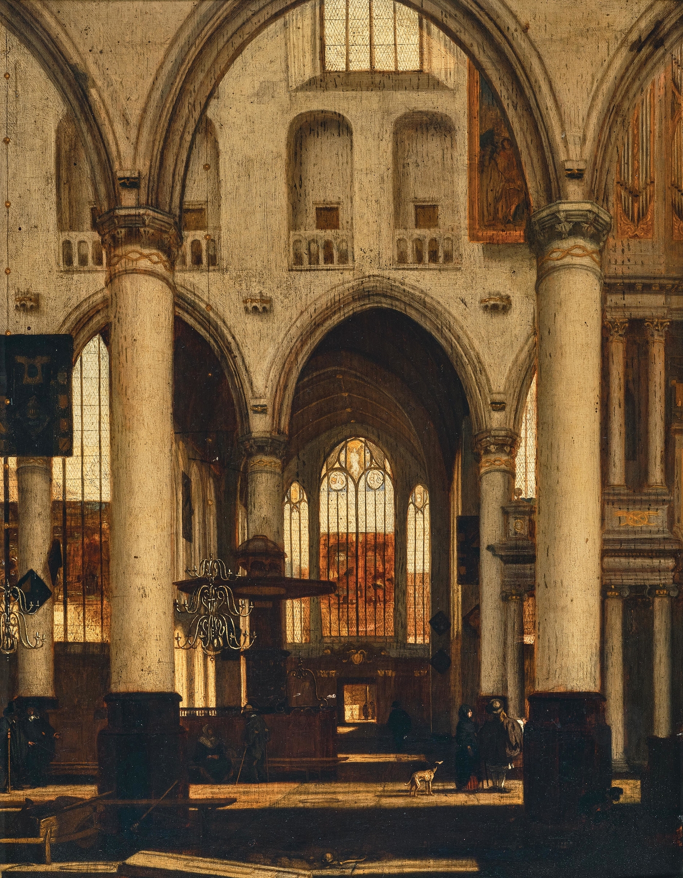 Interior of a Protestant Gothic church by Emanuel de Witte, oil painting
