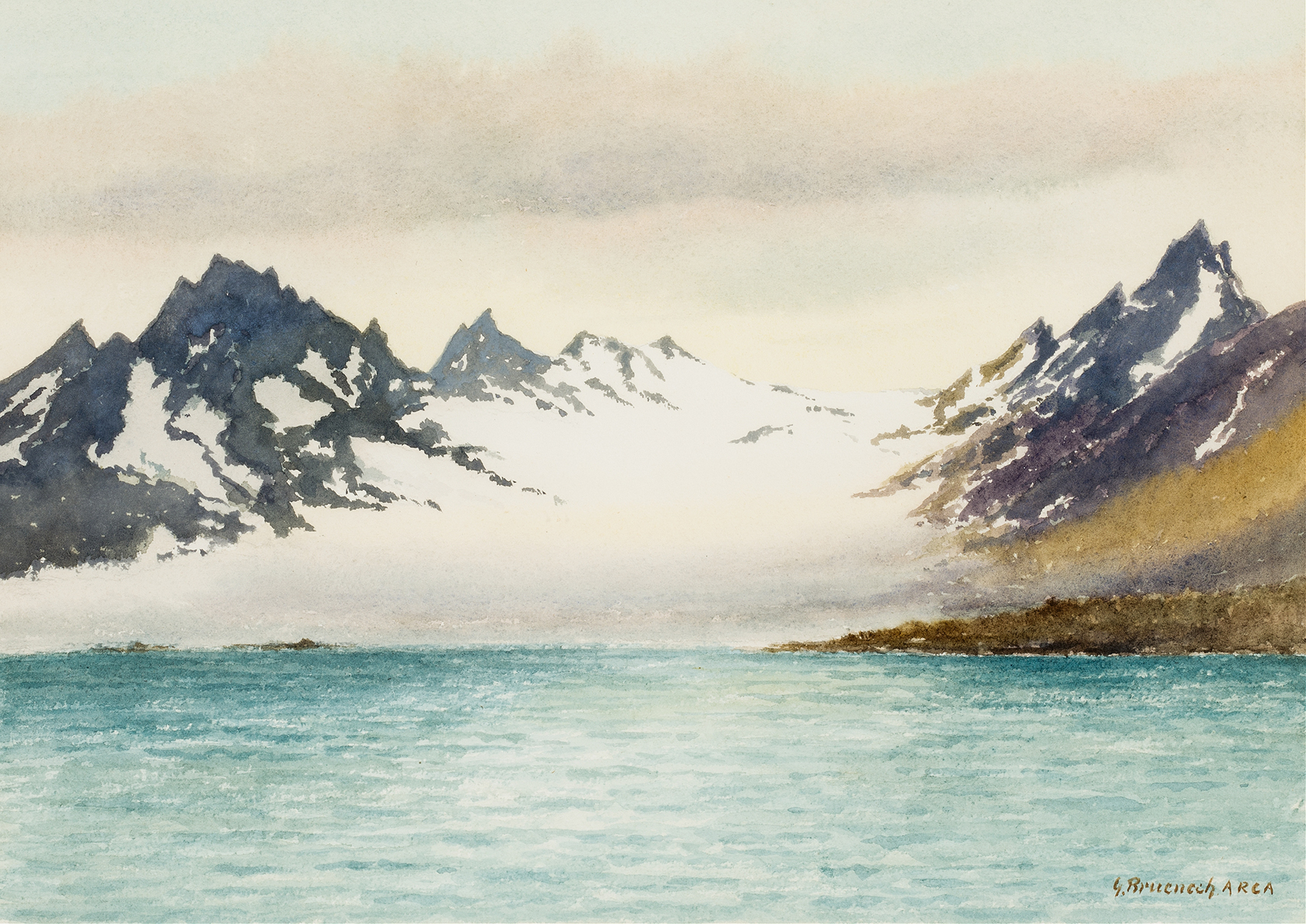 Glacier at Isfjorden, oil on canvas by George Bruenech