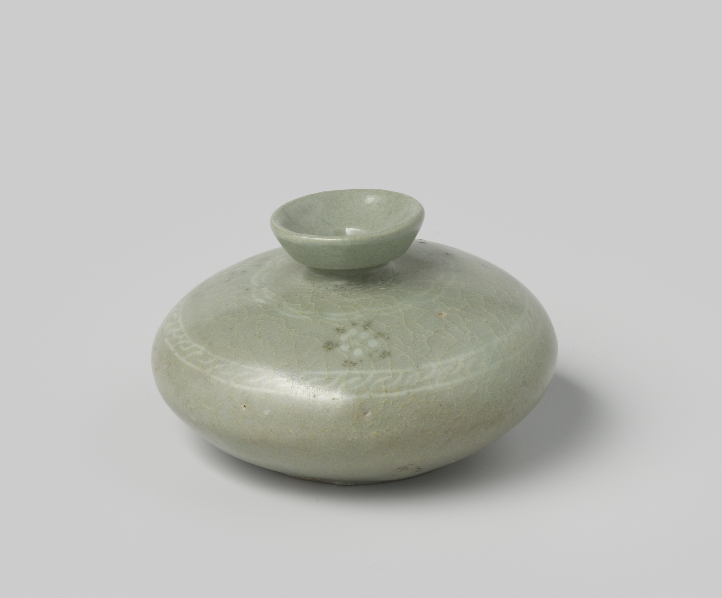 Oil bottle with floral scrolls, unknown artist