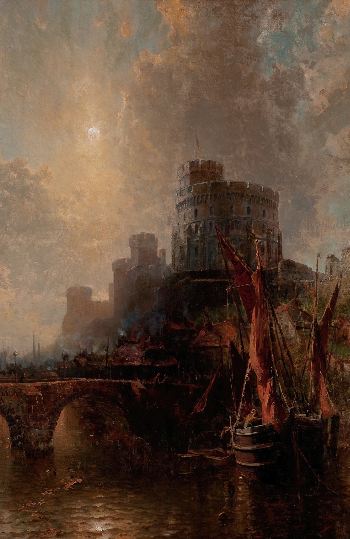 Windsor Castle in winter, oil painting by George Herbert McCord