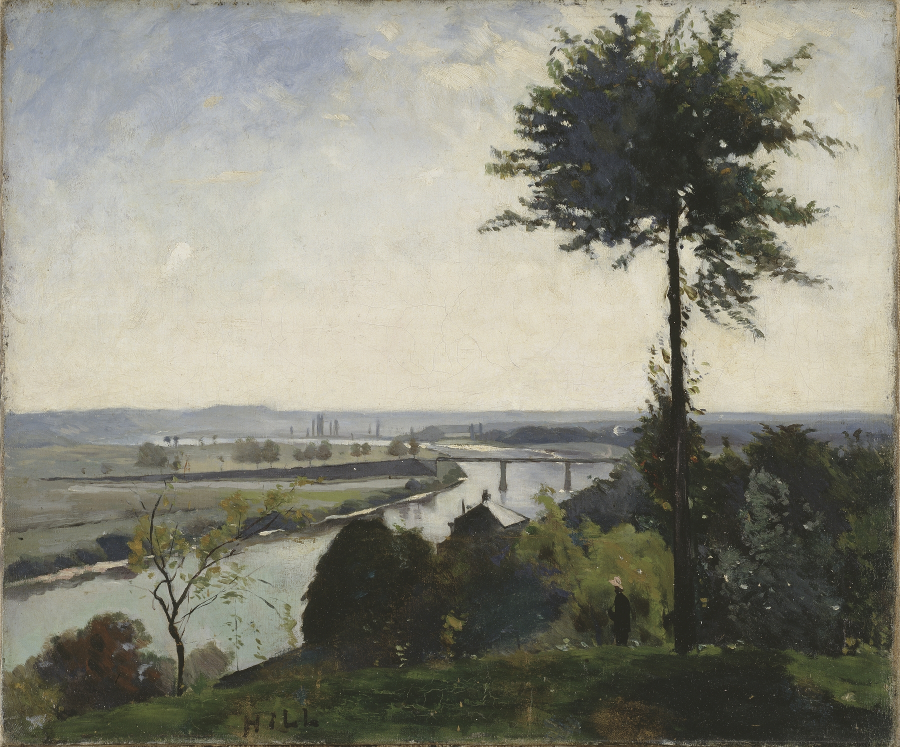 The Tree and the River III, oil painting by Carl Fredrik Hill depicting the Seine and lush greenery.