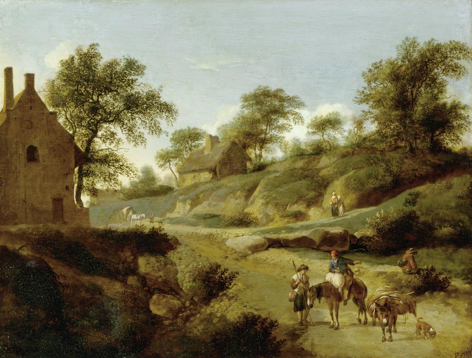 On a Country Road, oil on canvas by Jan van der Heyden, featuring a winding road and lush greenery.
