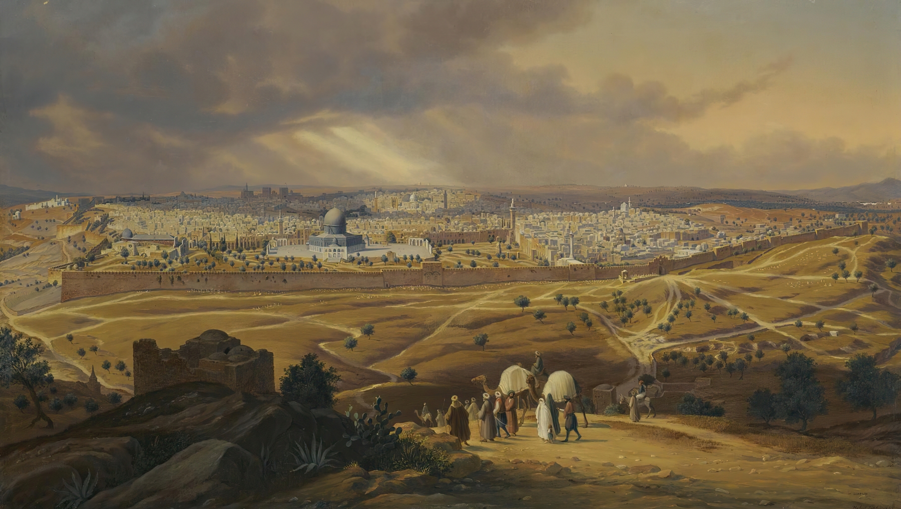View Of Jerusalem From The Mount Of Olives, by Hubert Sattler, public domain