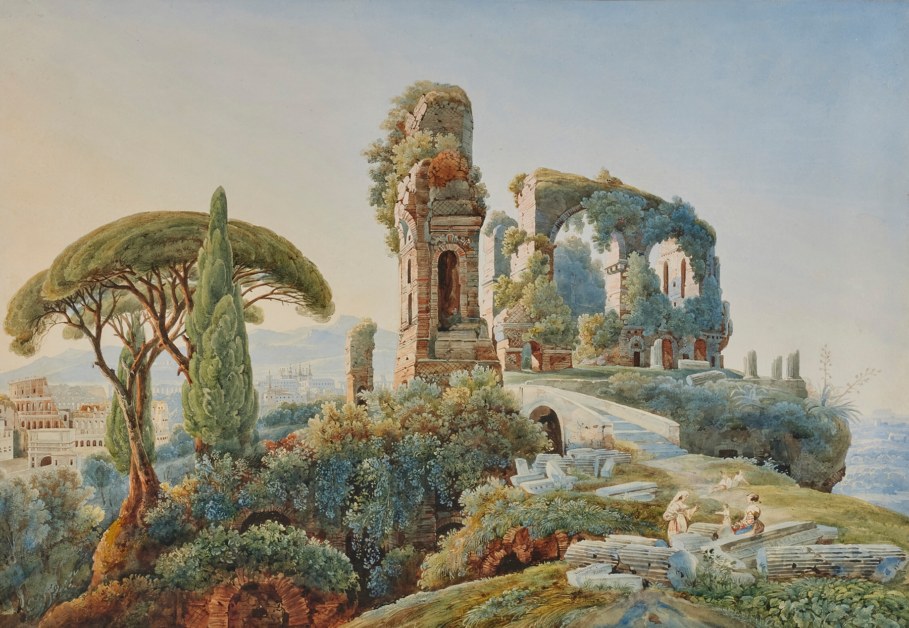 Vue du Forum Romain avec le Colisée à l’arrière-plan by Johann Jakob Wolfensberger, oil painting