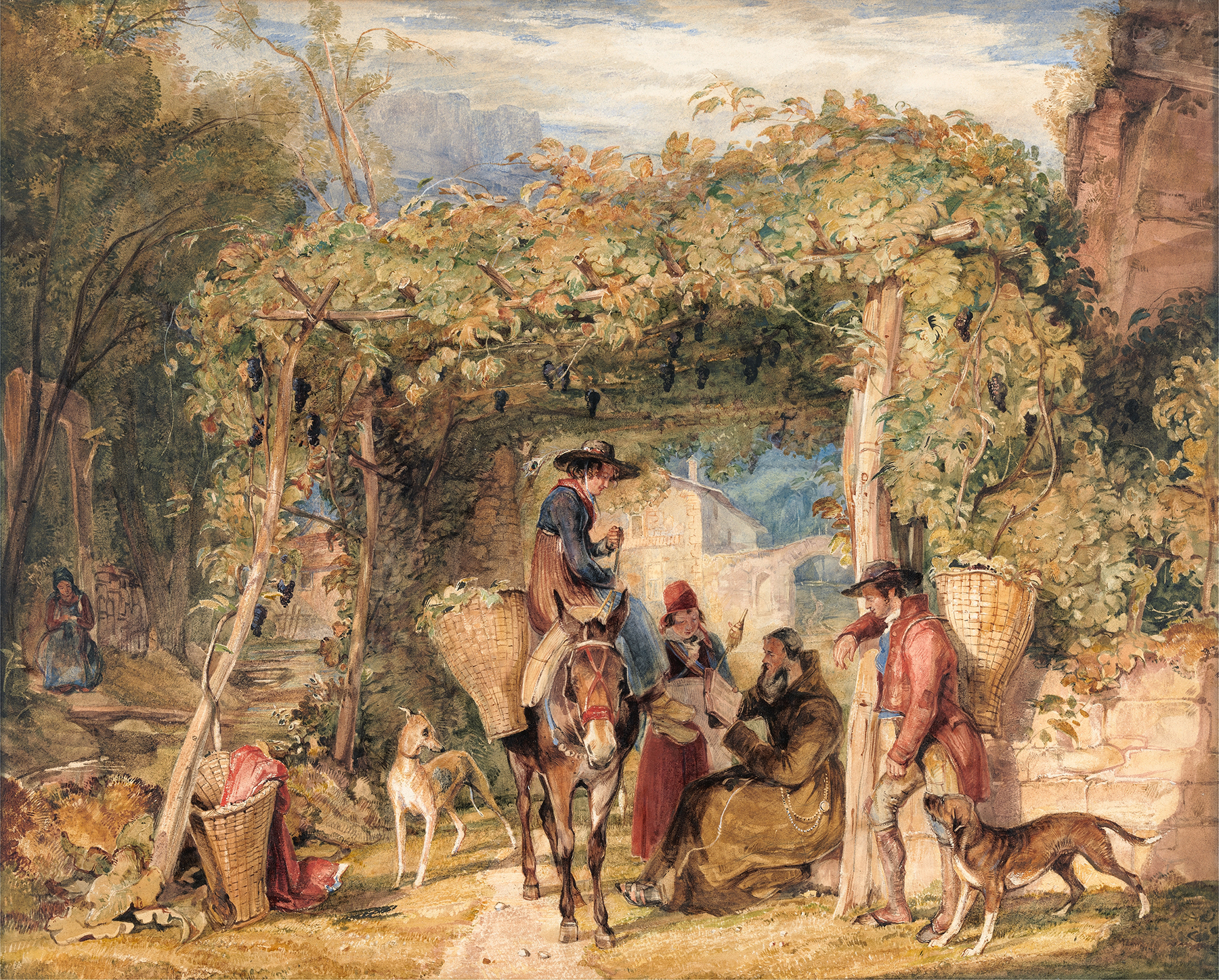 Figures and Animals in a Vineyard, by John Frederick Lewis, public domain