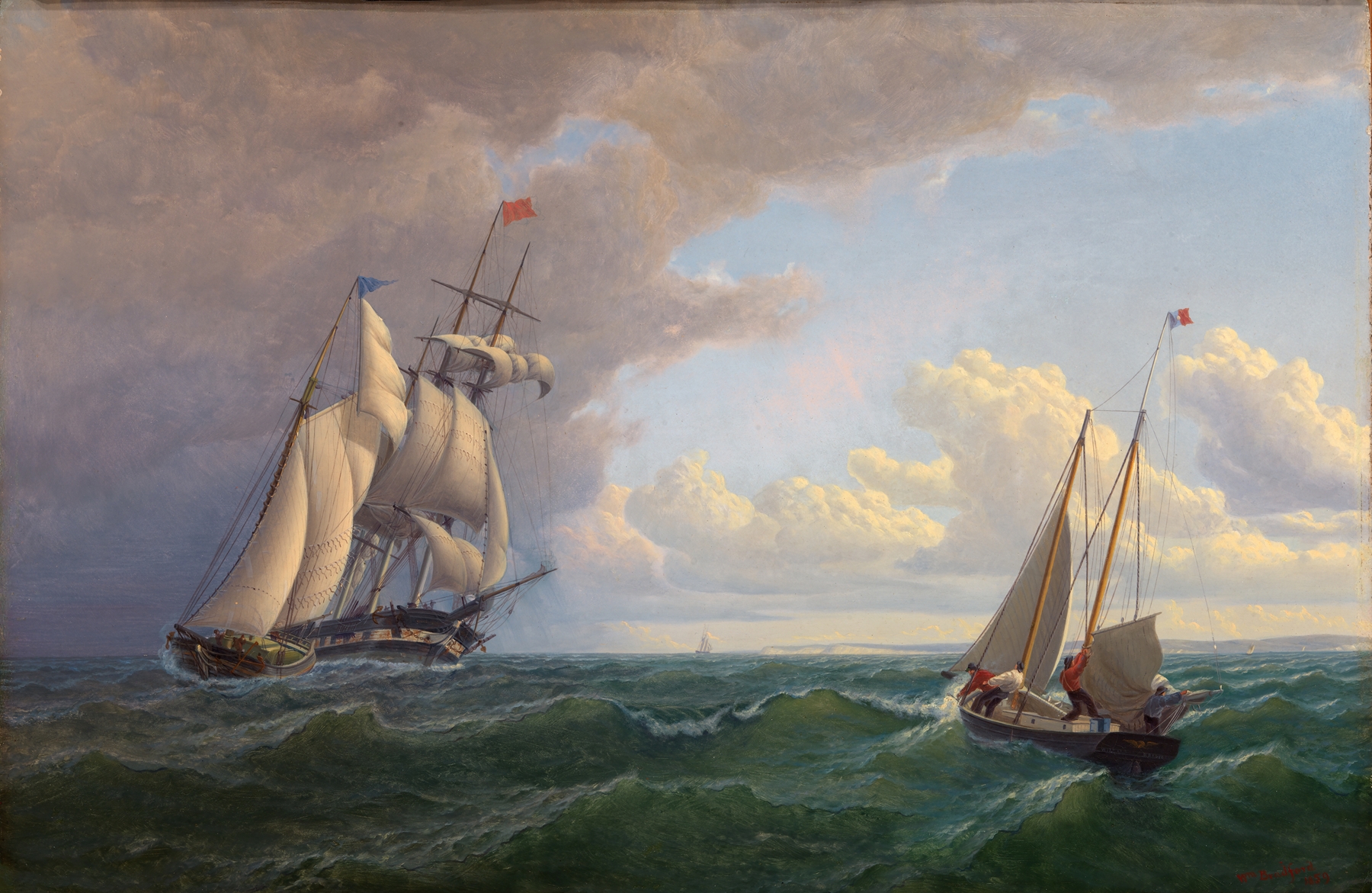 Whaler off the Vineyard–Outward Bound, by William Bradford, public domain