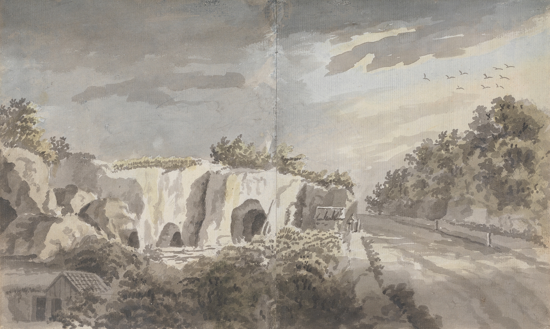 Caves by James Miller, expressionism, depicting earthy tones and shadows