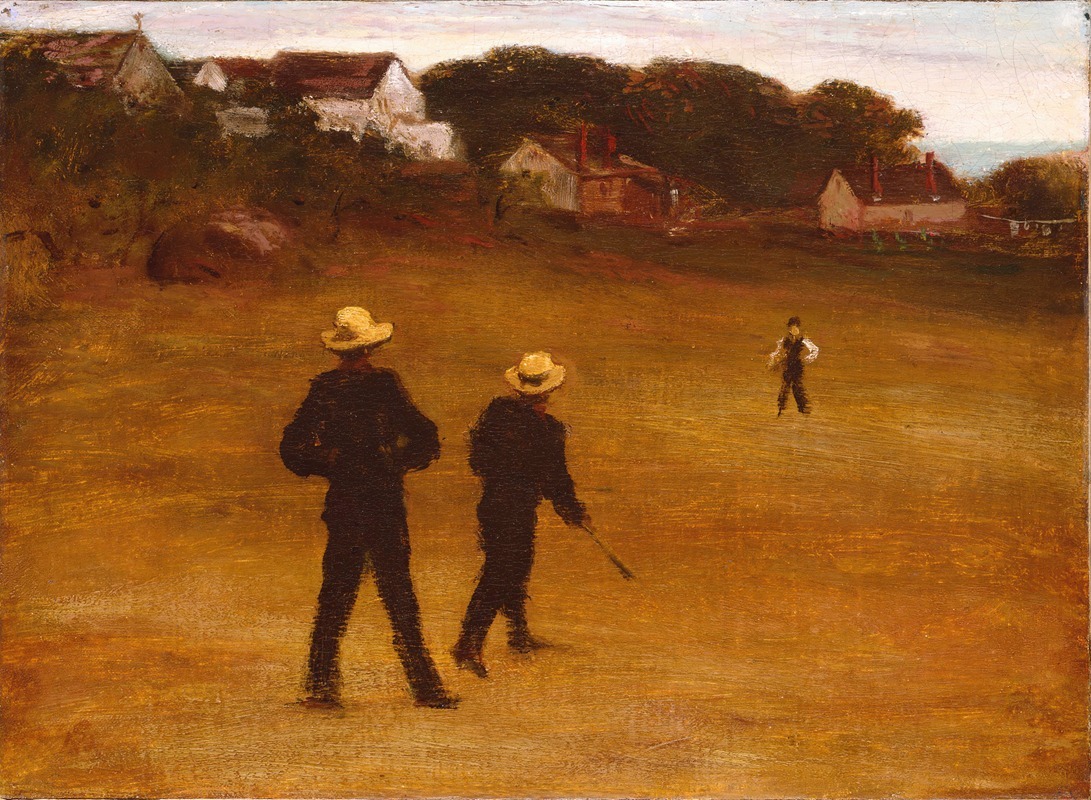 William Morris Hunt's 'The Ball Players' captures a lively scene of children playing ball.