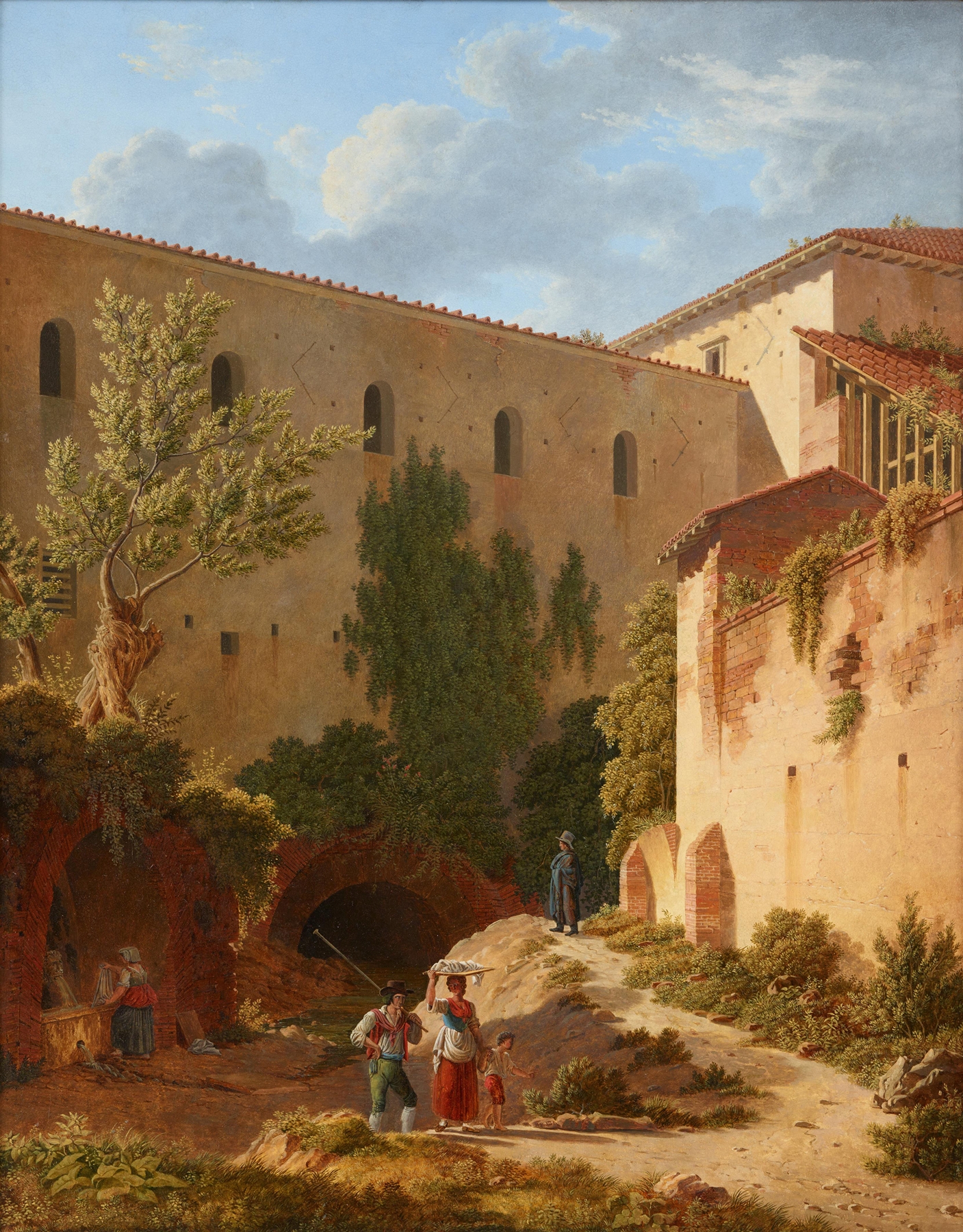 ink on paper by Leo Von Klenze depicting Roman architecture with arches and ruins