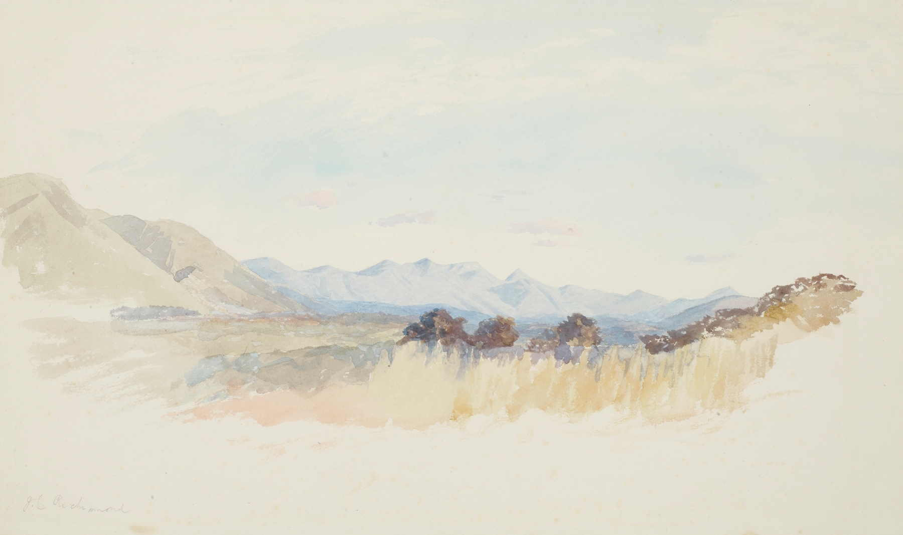 Landscape of hills and greenery, oil painting by James Crowe Richmond