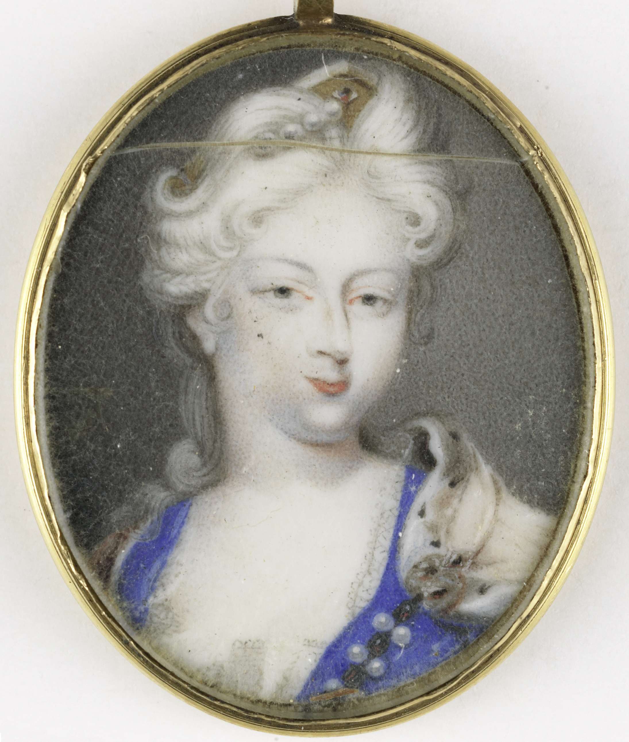 Portrait of a woman with dark hair in ivory, unknown artist