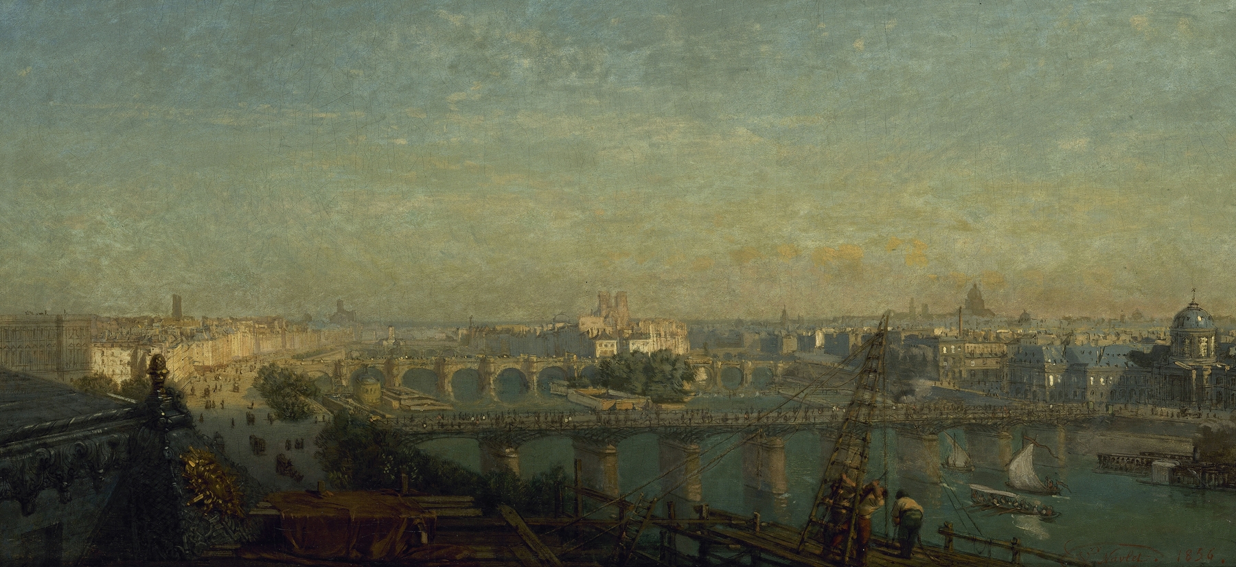 Rooftops of Paris at sunrise, oil painting by Victor Navlet