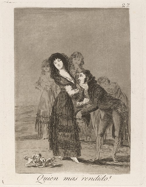 A painting by Francisco de Goya depicting a dramatic scene of emotional struggle.