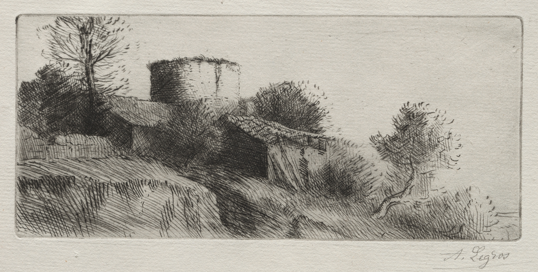 Pigeon Tower, by Alphonse Legros, public domain