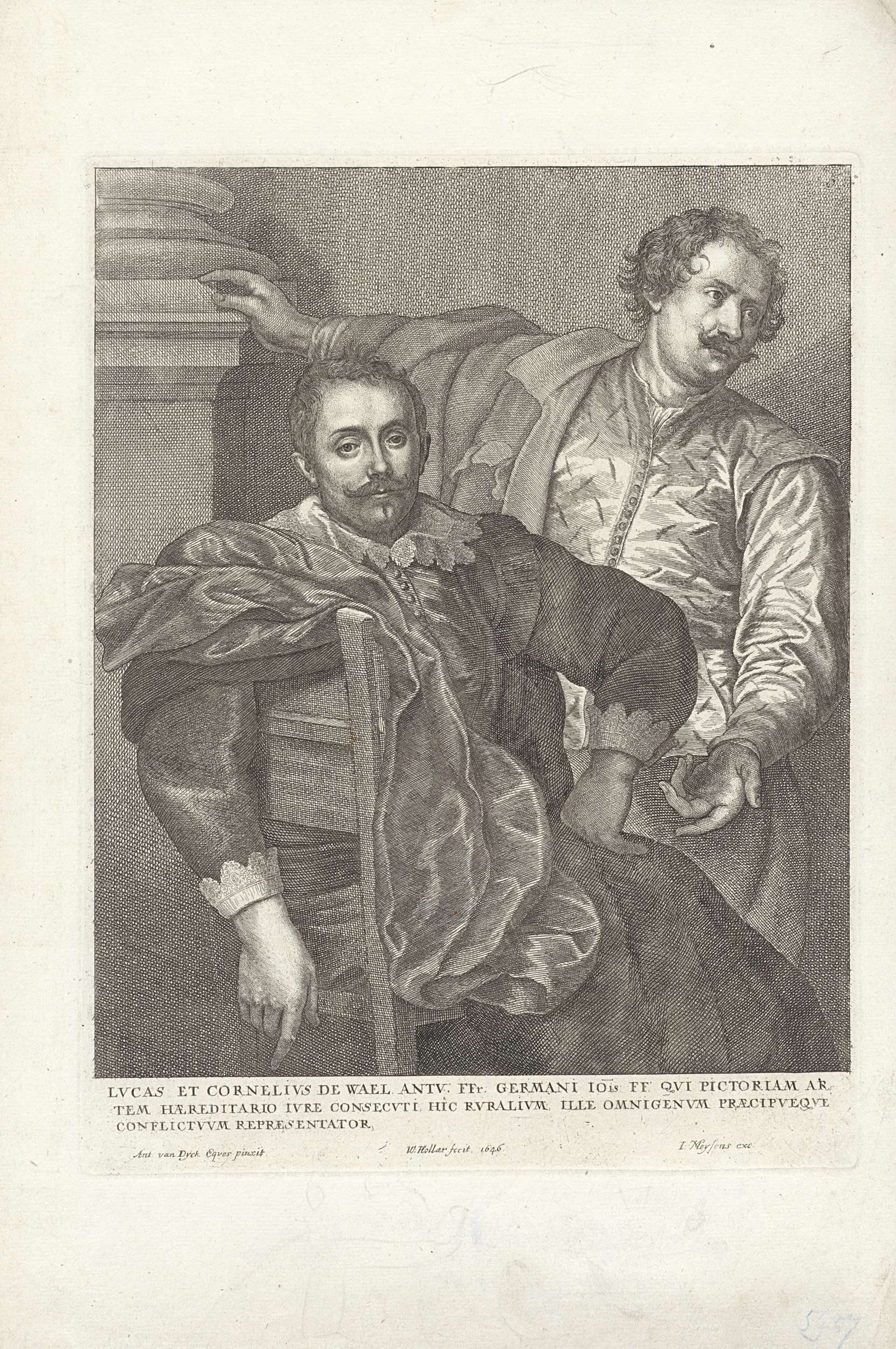 Etching by Wenceslaus Hollar depicting Lucas and Cornelis de Wael.