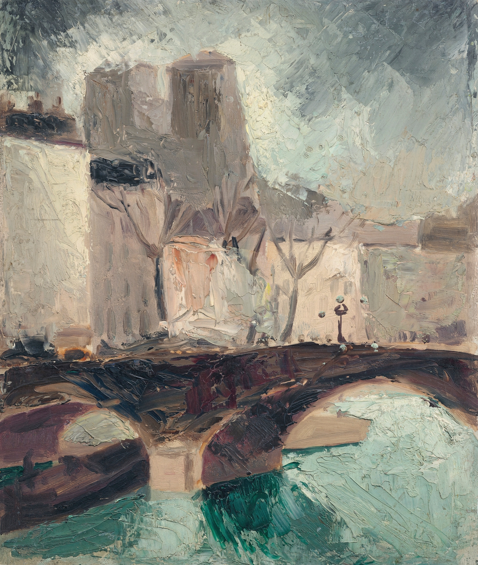 Bridge and Notre Dame, Paris, by Christopher Wood, public domain