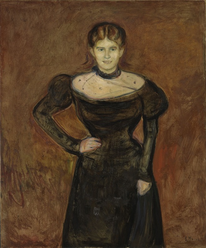 Aase Nørregaard by Edvard Munch features a woman with a thoughtful expression, surrounded by a dark, atmospheric background.