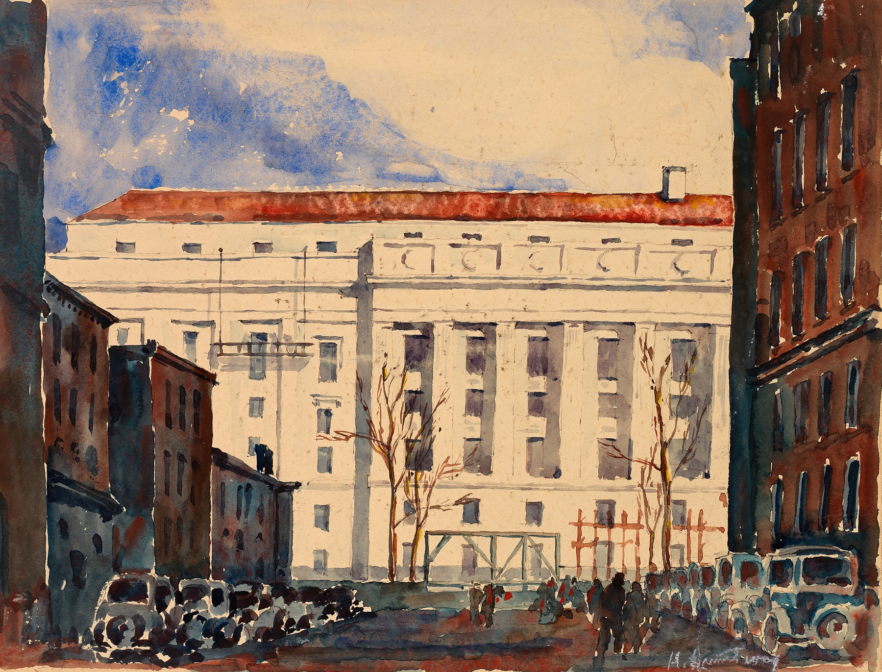 Modernism artwork depicting an unidentified building by Unknown Artist