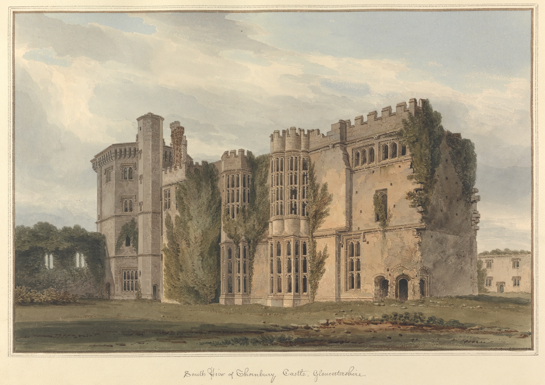 South View of Thornbury Castle, watercolor on paper by John Buckler
