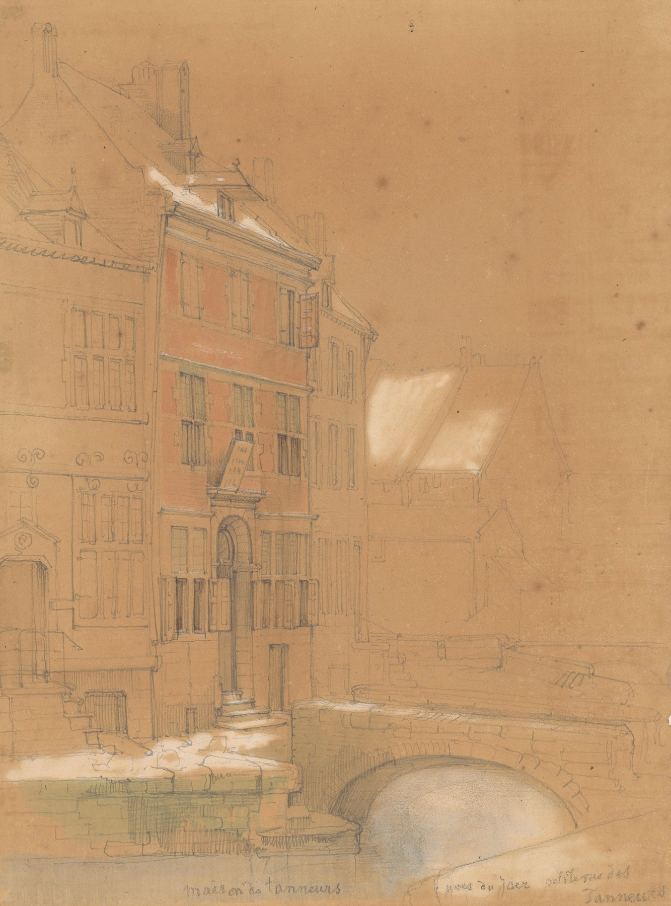 Interior scene of a tannery with sunlight and shadows, oil painting by Alexander Schaepkens