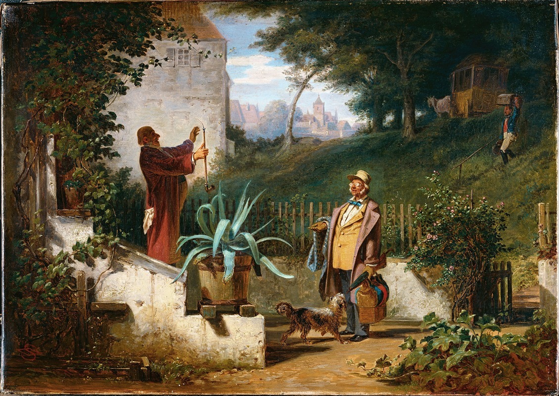 A charming depiction of two children playing together in a lush garden.