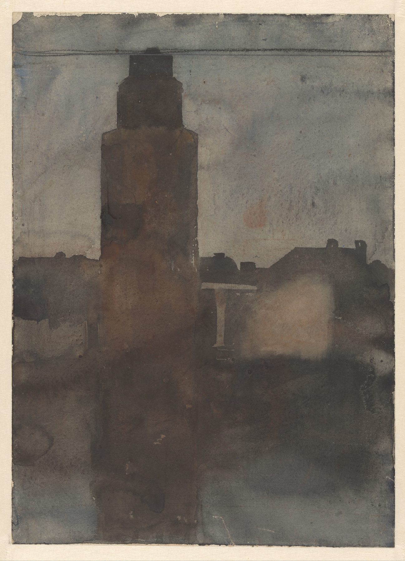 De voet van de Montelbaanstoren, bij avond, by Willem Witsen, public domain
