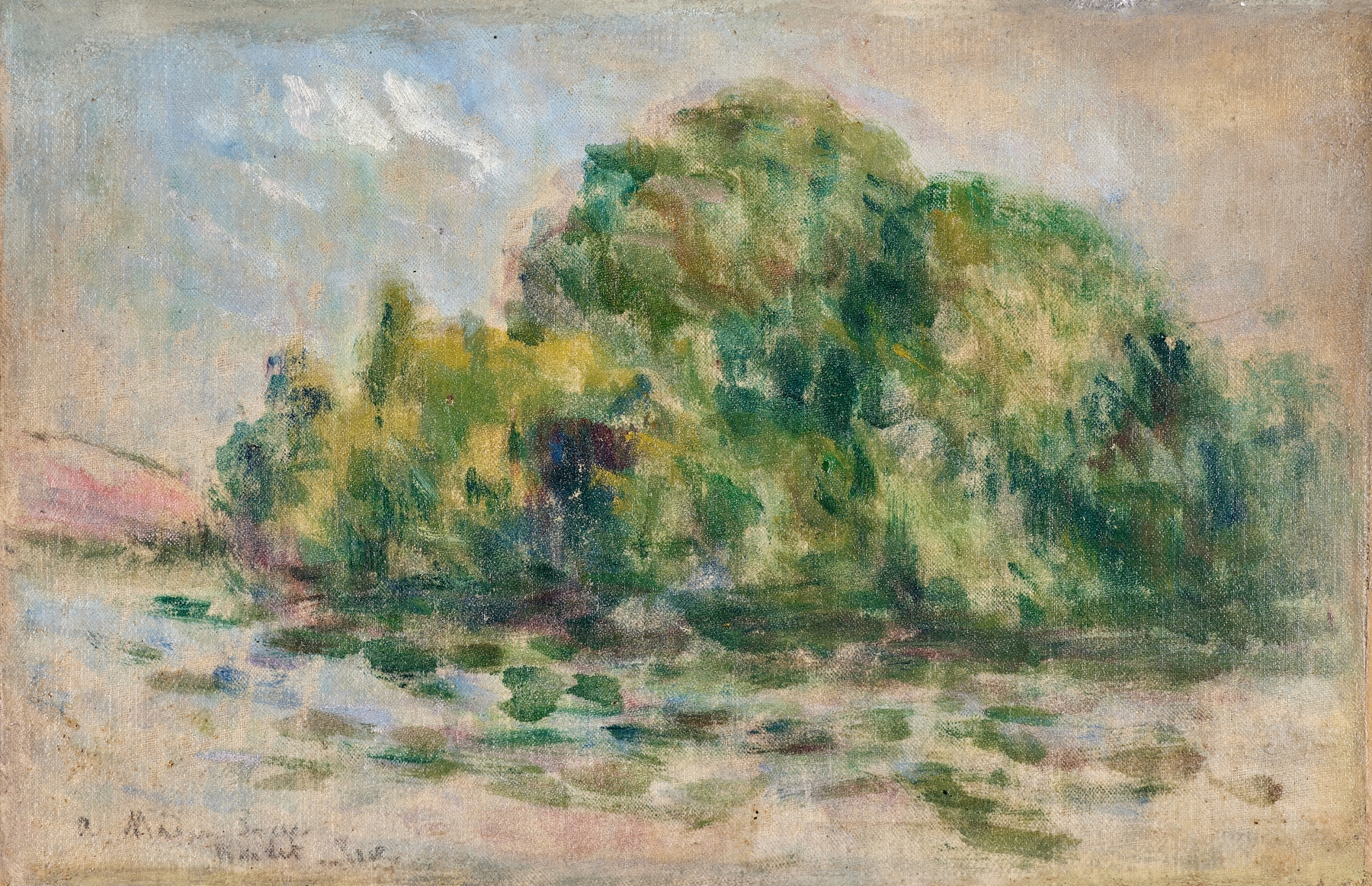 Botanical scene with trees and sunlight by Maximilien Luce, oil painting