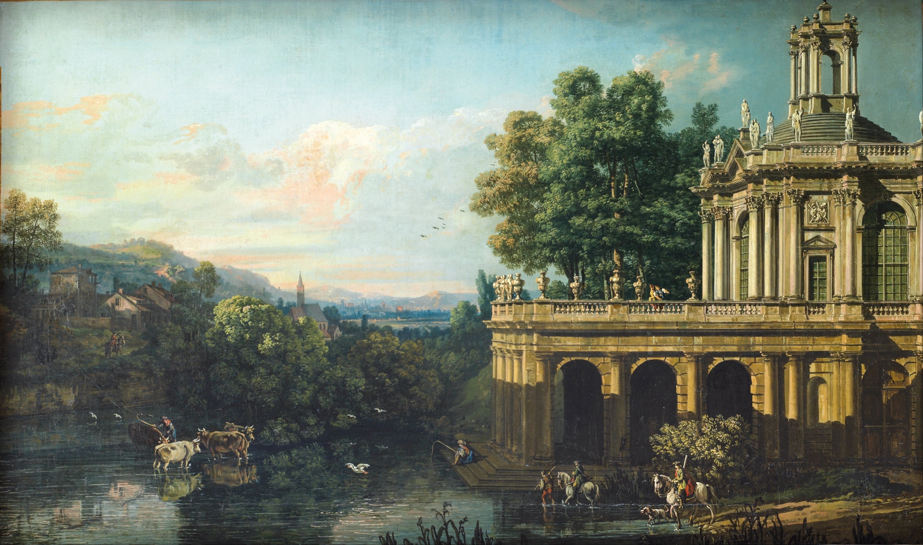 Architectural Caprice with a Palace, by Bernardo Bellotto, public domain