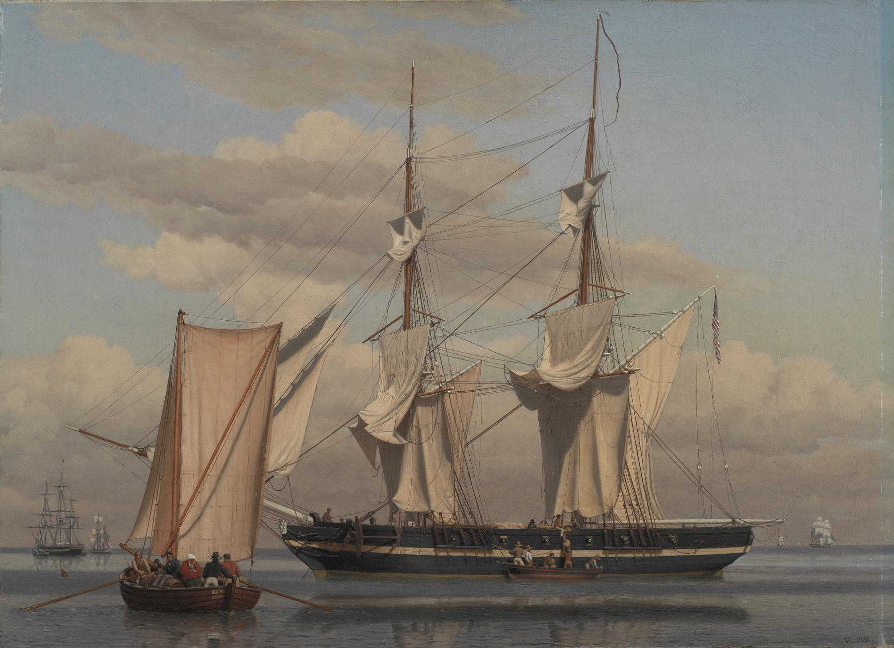 An American Naval Brig Lying at Anchor while Her Sails Are Drying, by Christoffer Wilhelm Eckersberg, public domain