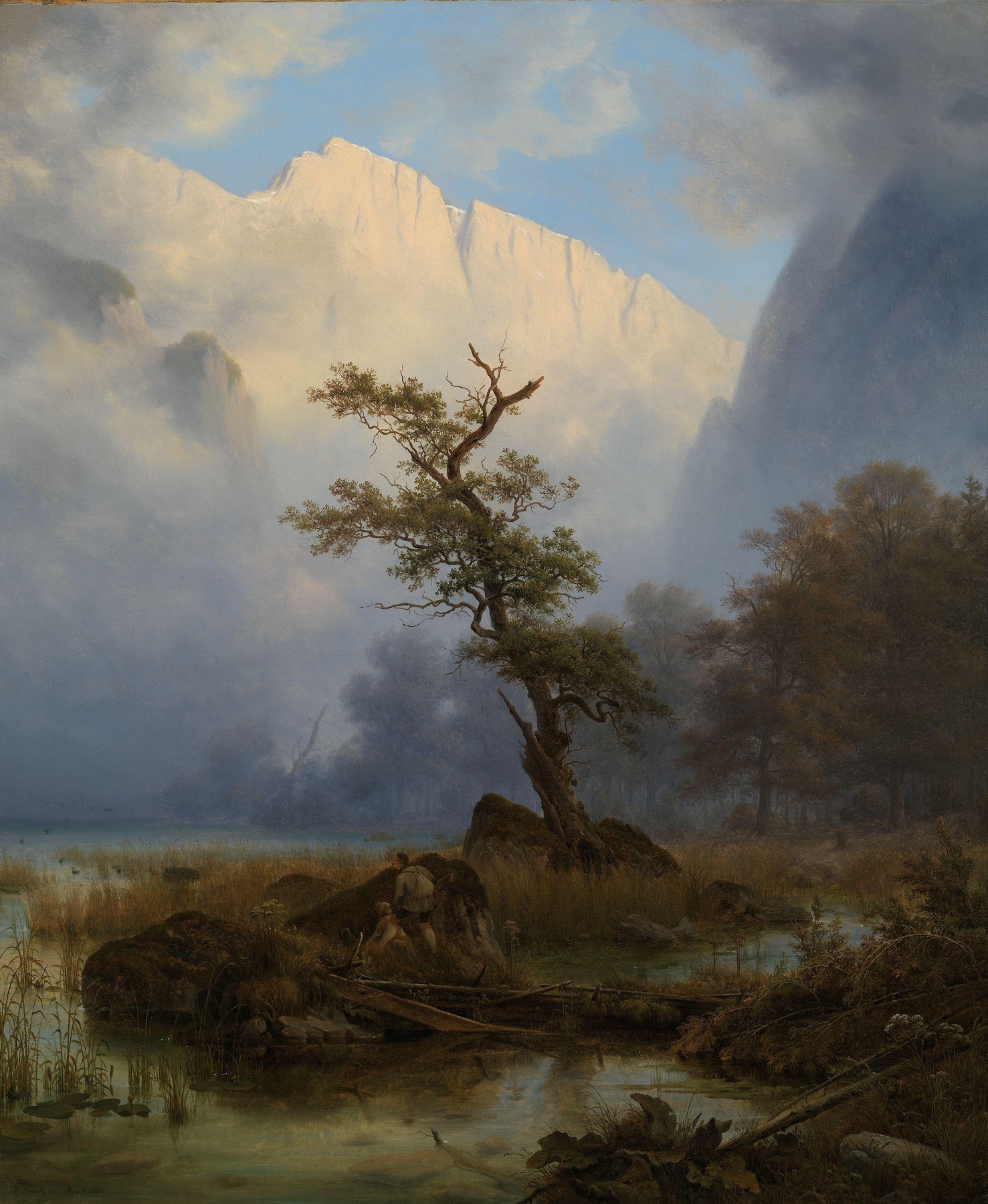 Duck-shooting an Autumn Morning by Thomas Fearnley, oil on canvas, depicting hunters in an autumn landscape.