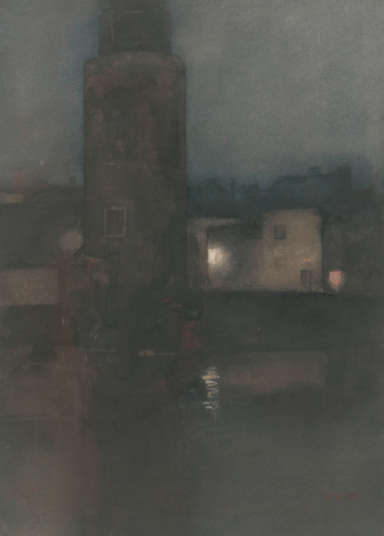 De Montelbaanstoren te Amsterdam bij nacht, by Willem Witsen, public domain