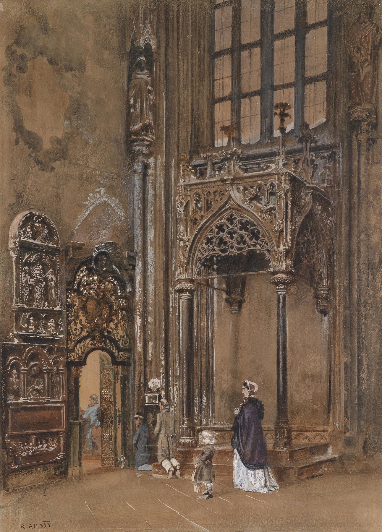 Kircheninneres, by Rudolf von Alt, public domain