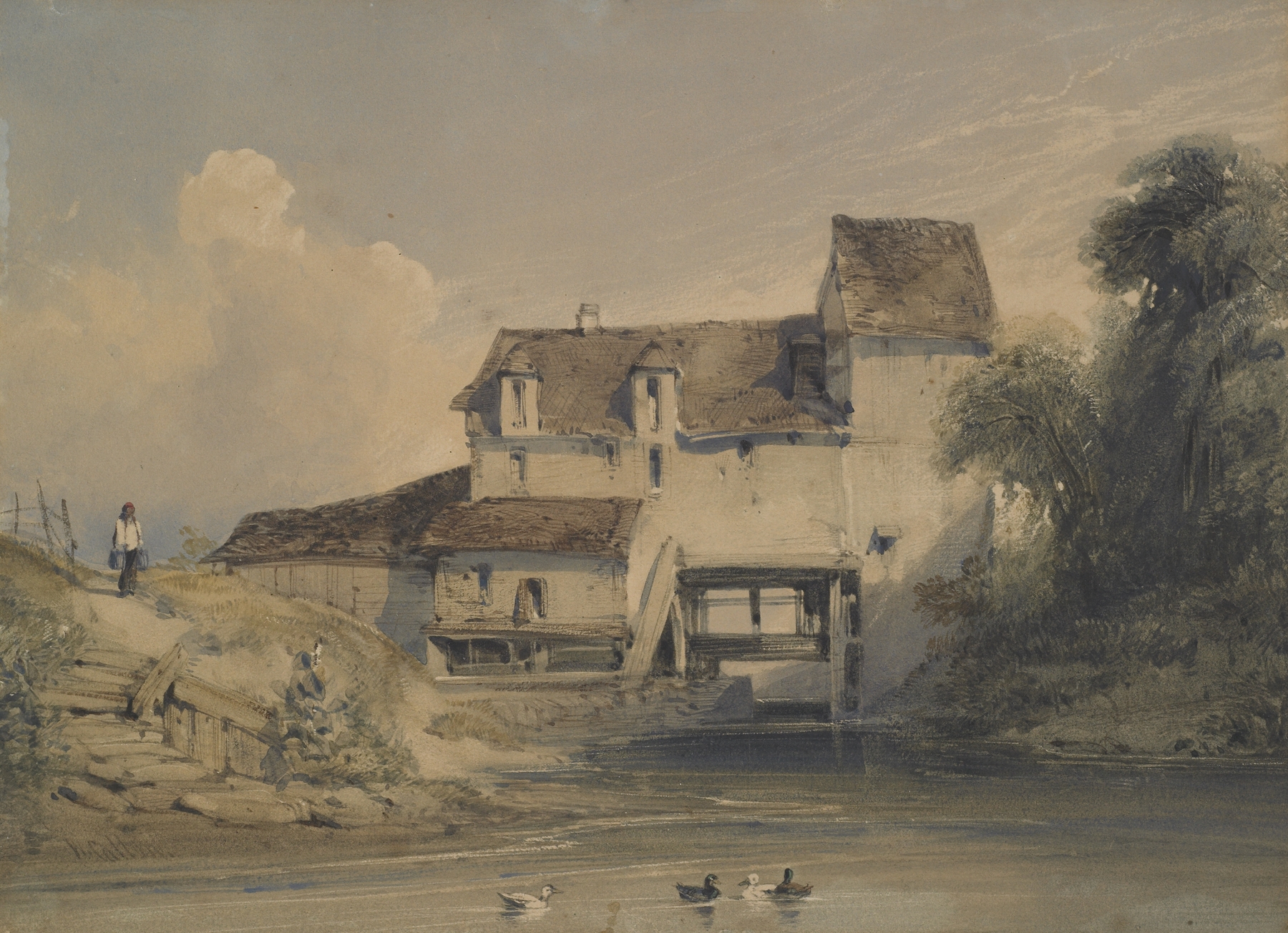 Mill at Charenton, by William Callow, public domain