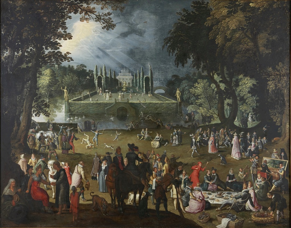 A vibrant celebration scene depicting various figures in a festive atmosphere.