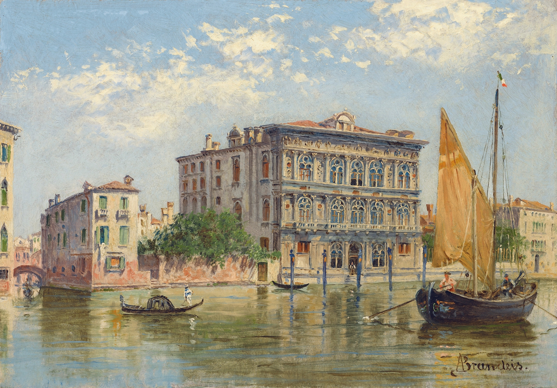 Ca’ Vendramin Calergi from the Grand Canal, Venice by Antonietta Brandeis, oil painting