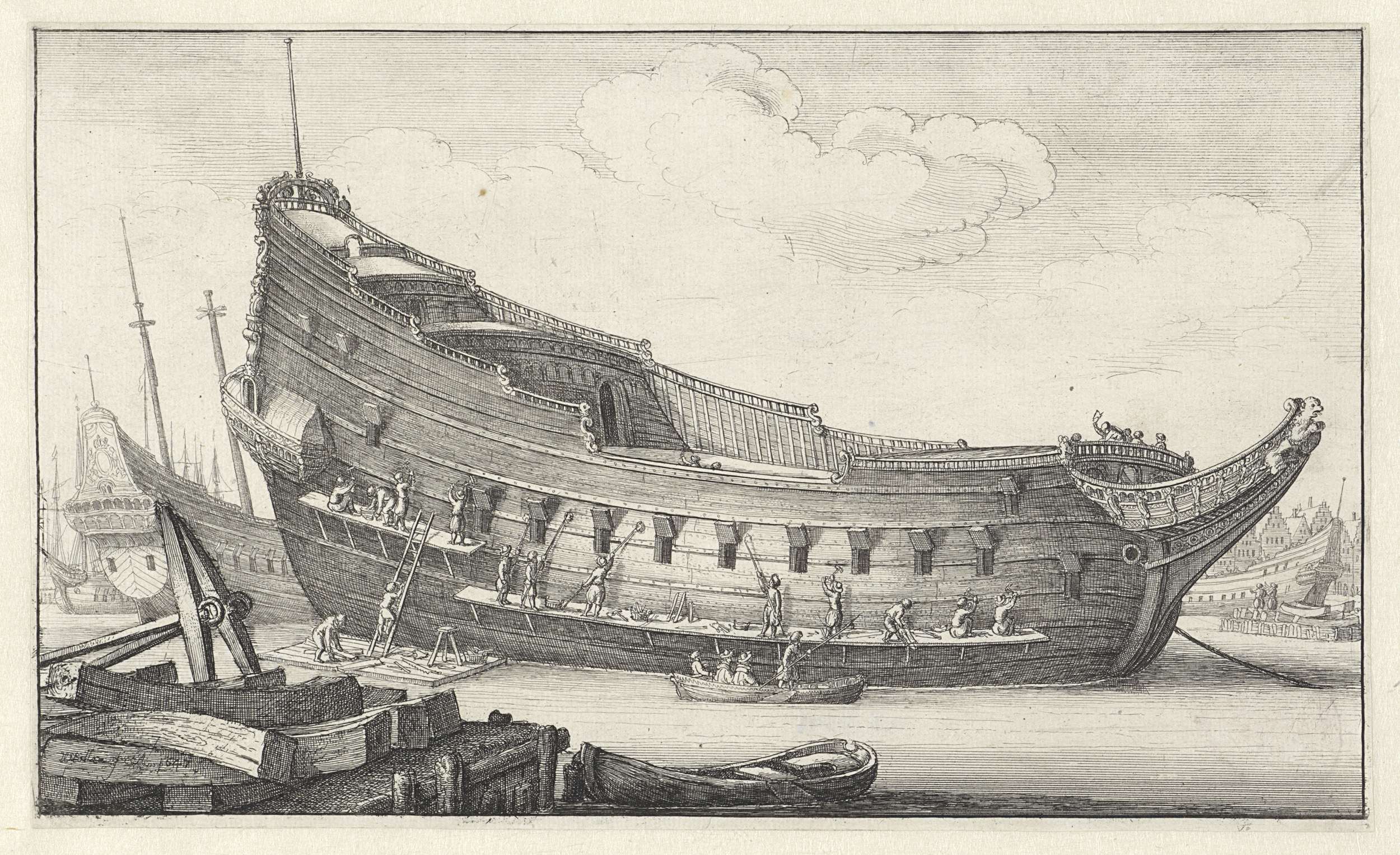 Bouw van een schip, by Wenceslaus Hollar, public domain