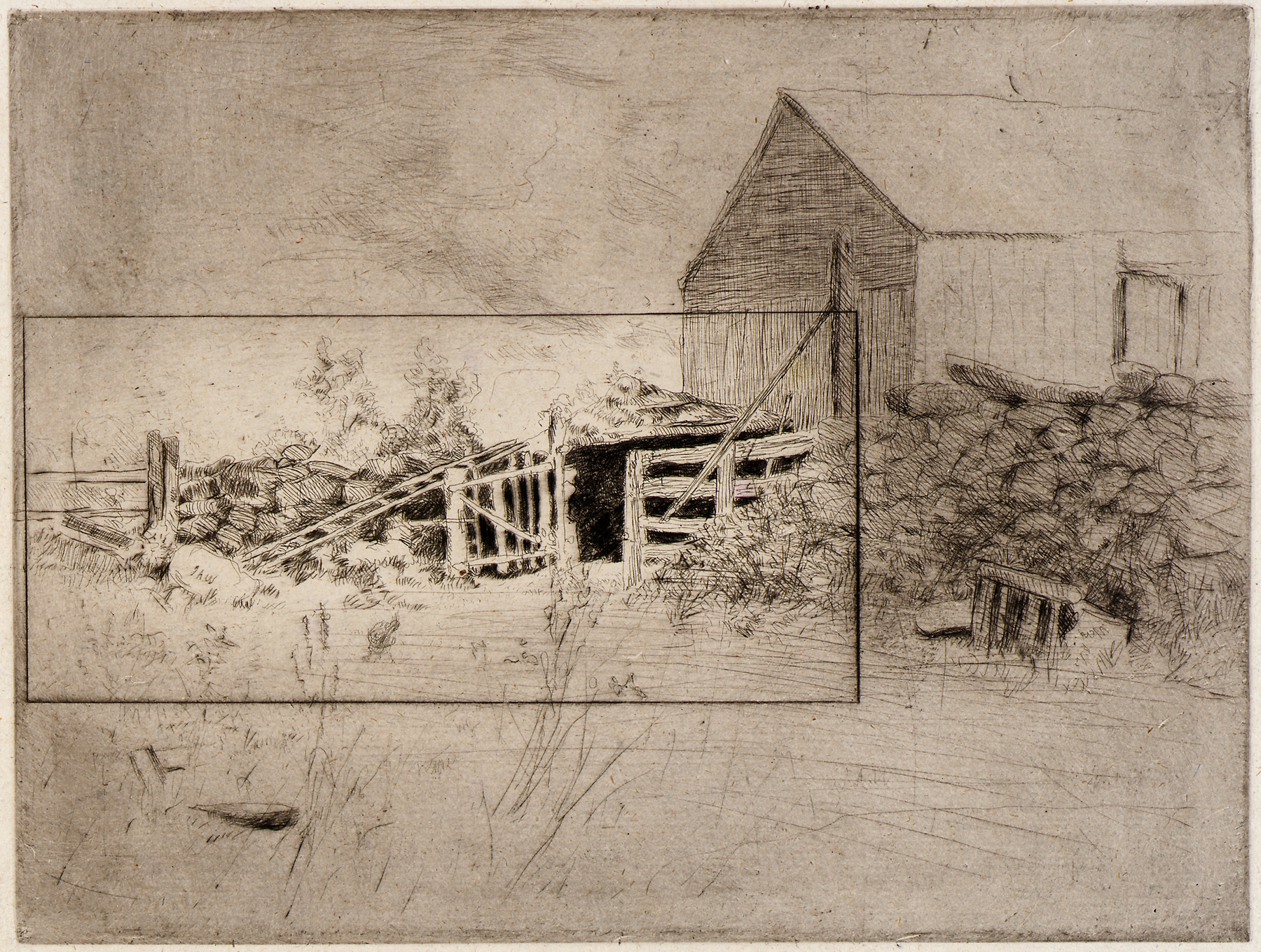 The Webb Farm 2 by Julian Alden Weir, oil on canvas, depicting a lush rural landscape.