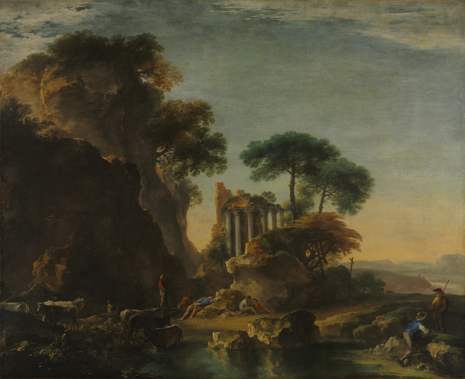 Ruins in a Rocky Landscape, oil painting by Salvator Rosa