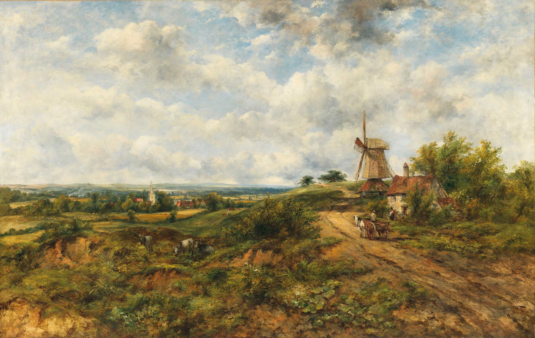Landscape of Hampstead Heath at sunset, oil on canvas by Frederick Waters Watts
