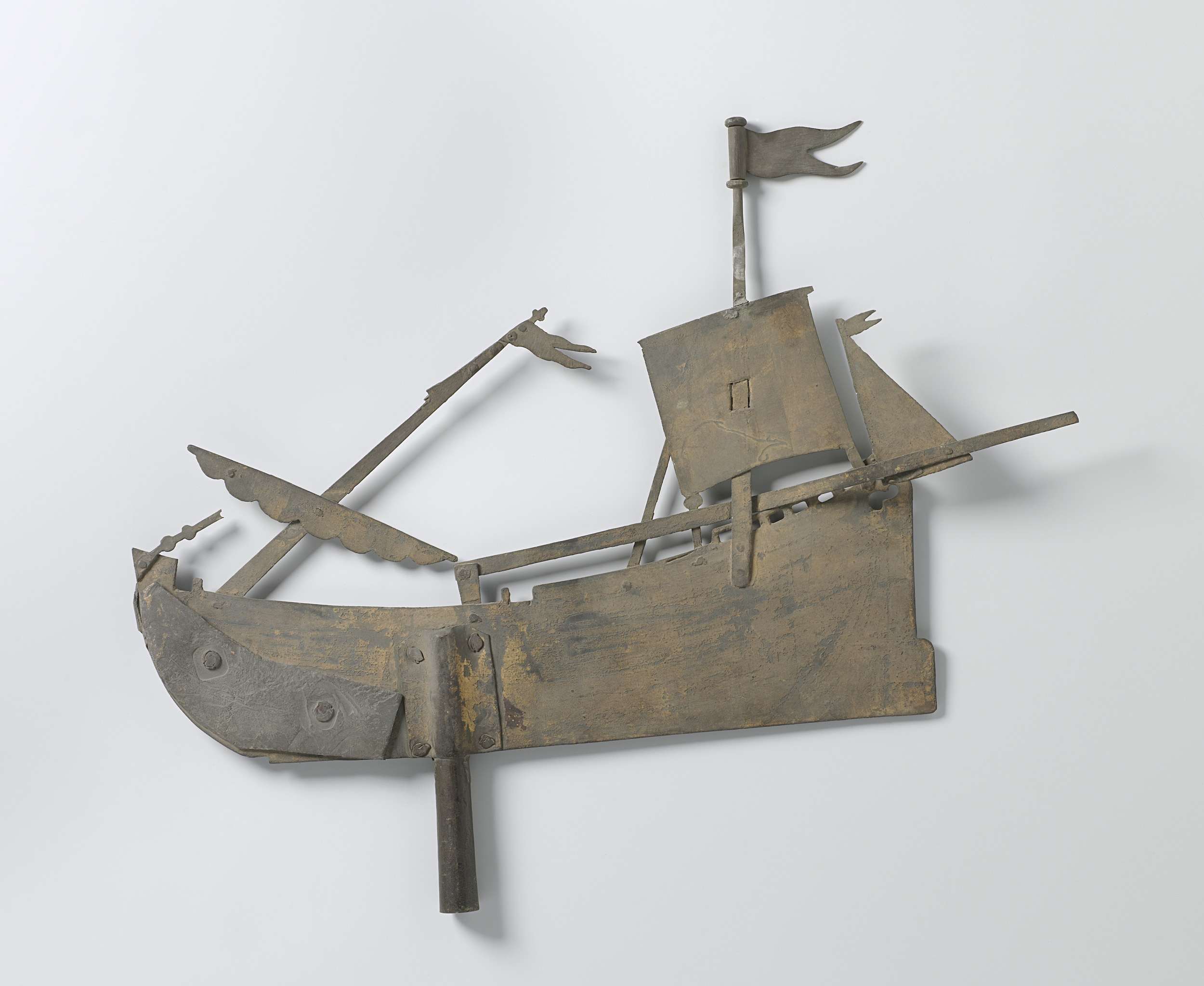 Weather vane made of metal by Unknown Artist, showcasing intricate design and craftsmanship.