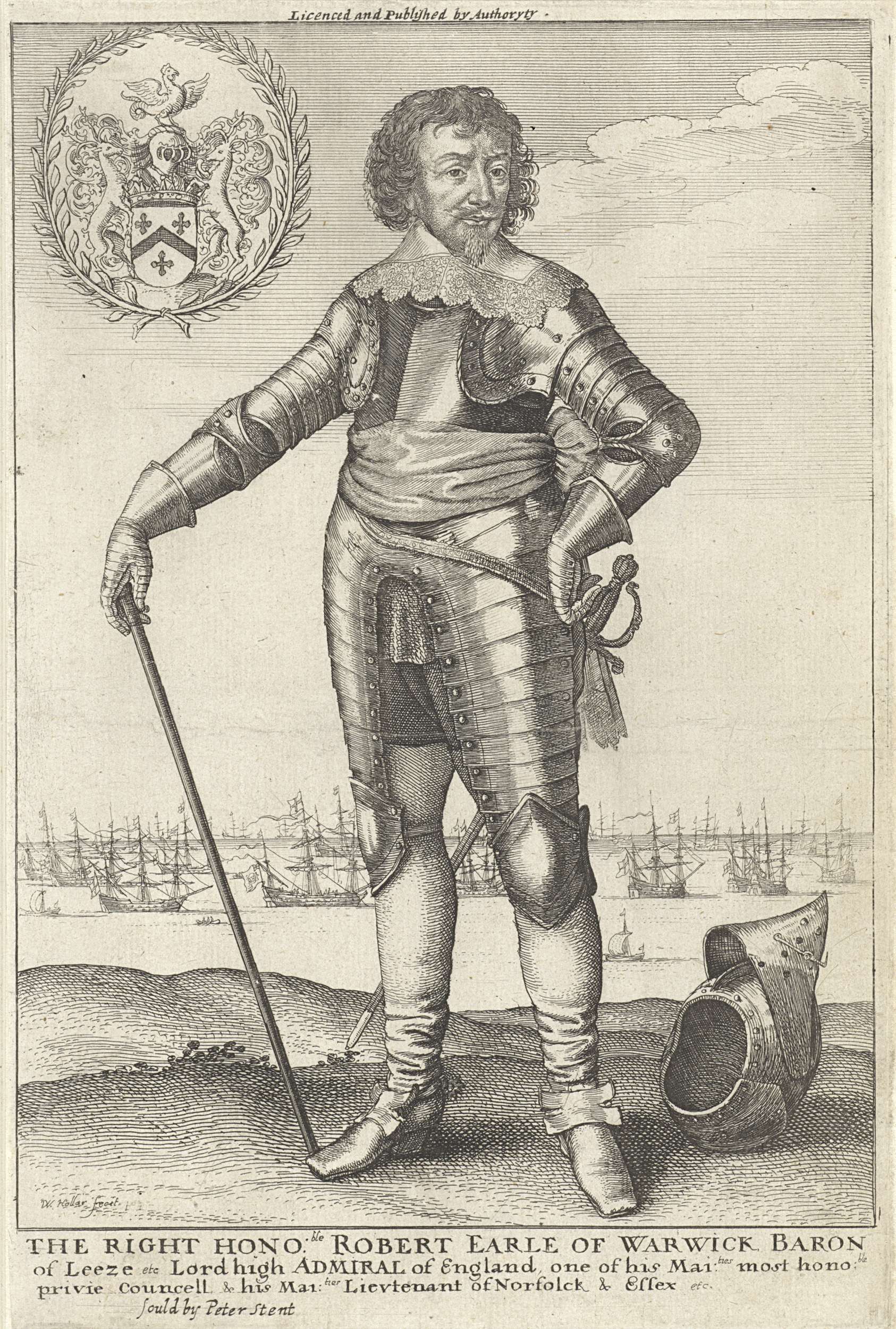 Portret van Robert Rich, graaf van Warwick, etching by Wenceslaus Hollar