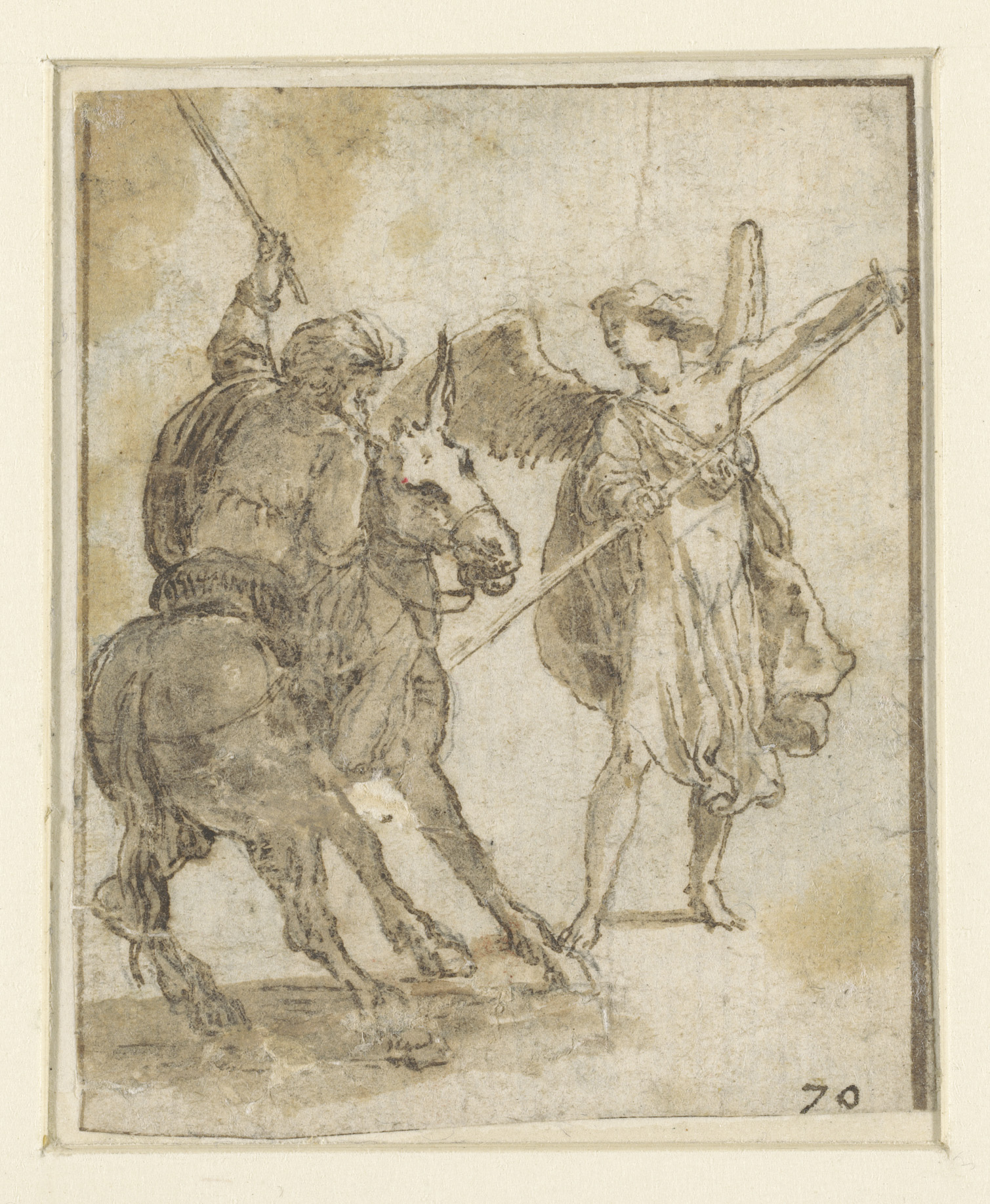 Bileam op zijn ezel ontmoet de engel, by Adam Elsheimer, public domain