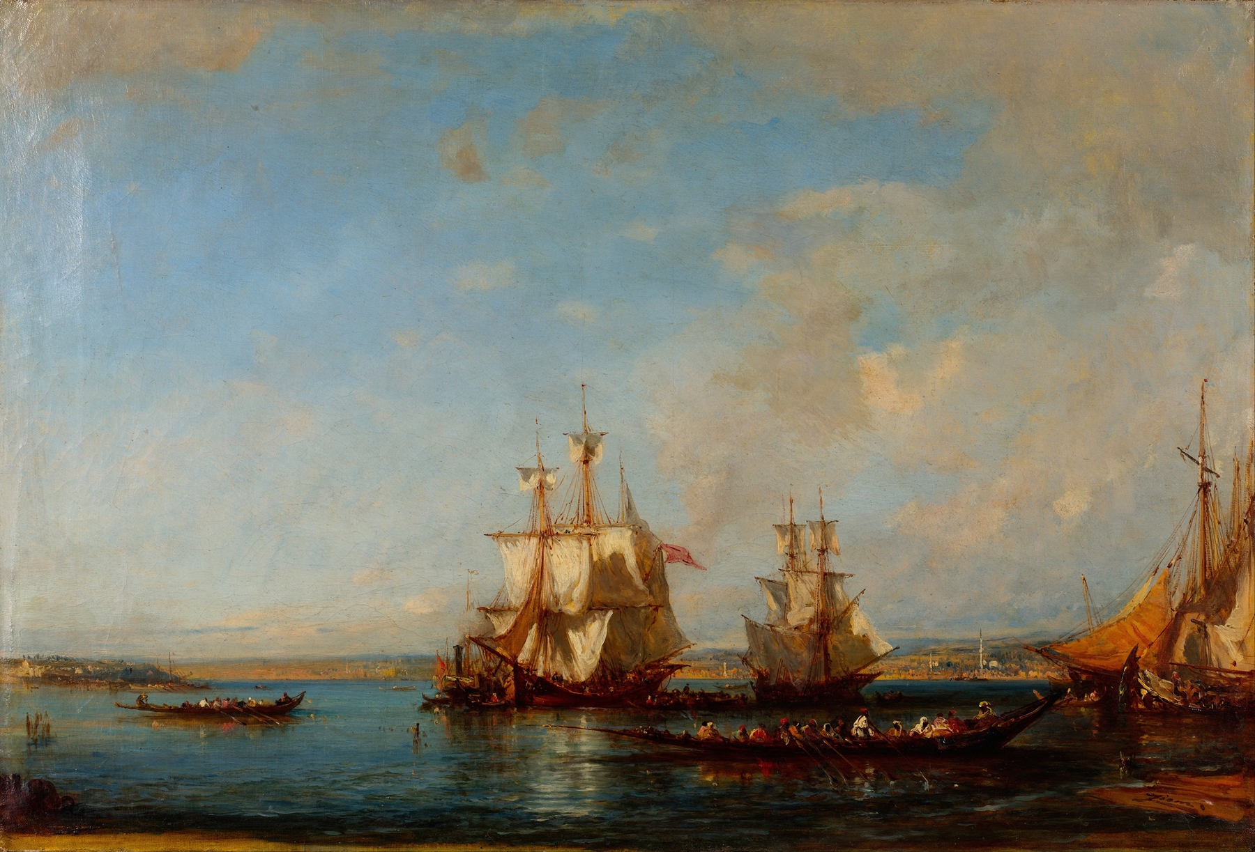 Caiques and Sailboats at the Bosphorus, by Félix Ziem, public domain