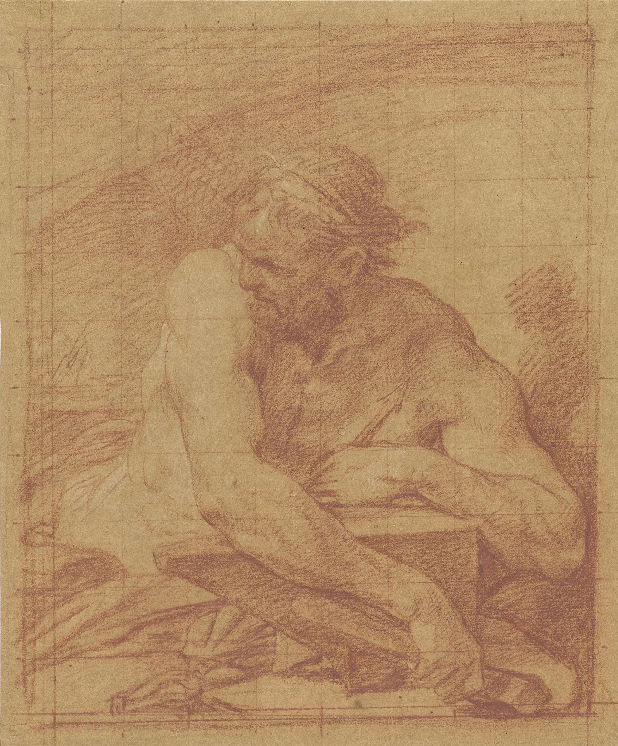 Vulcanus by Anton Raphael Mengs, oil on canvas depicting a reflective deity illuminated by light.
