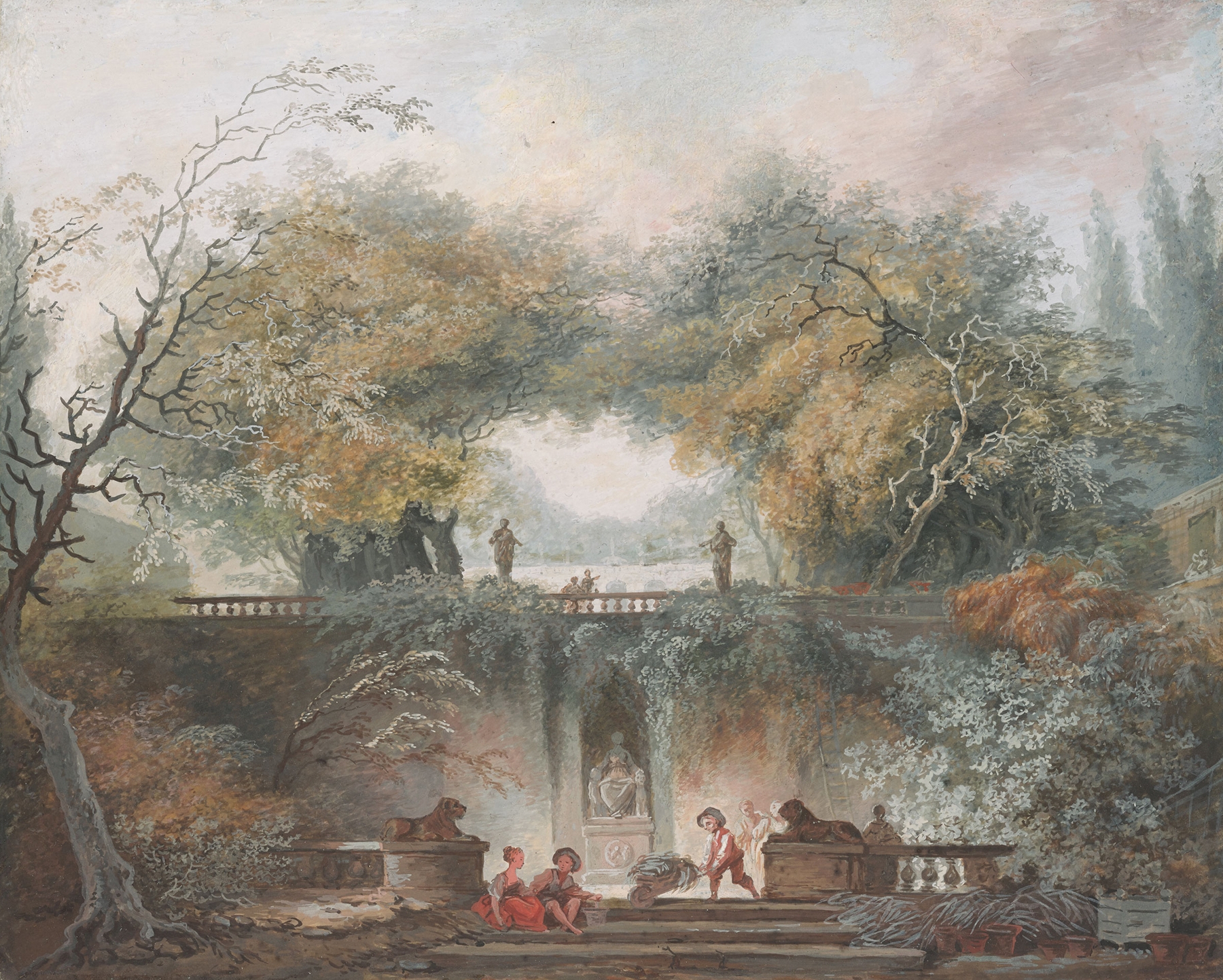The Little Park by Jean-Honoré Fragonard, oil on canvas depicting figures in a lush landscape.