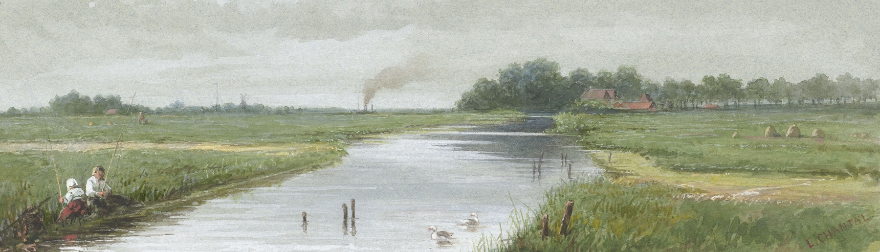 Landscape with a house and trees, oil on canvas by Louis Chantal