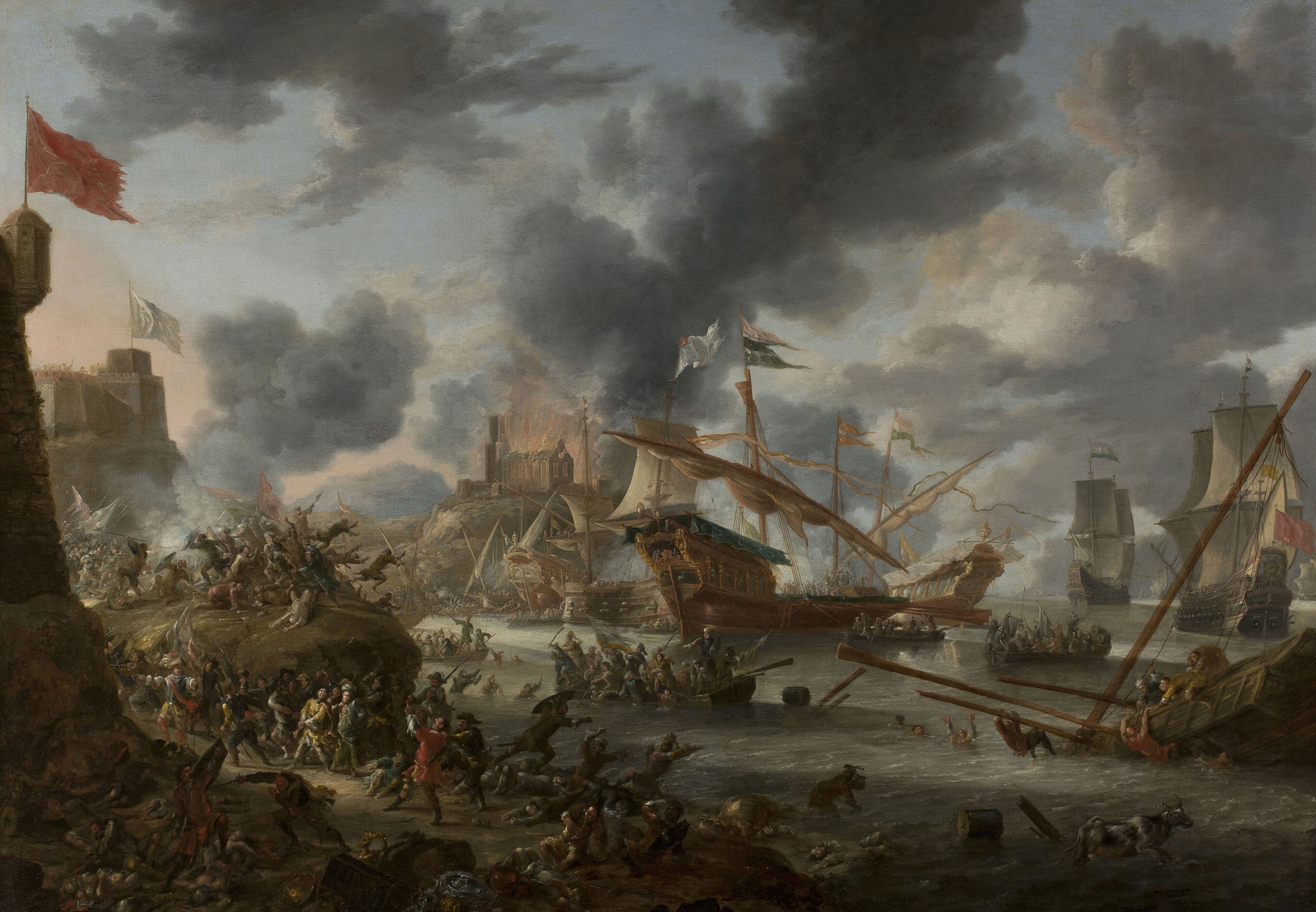 Sea battle between Christians and the Turks, oil on canvas by Jan Peeters the elder