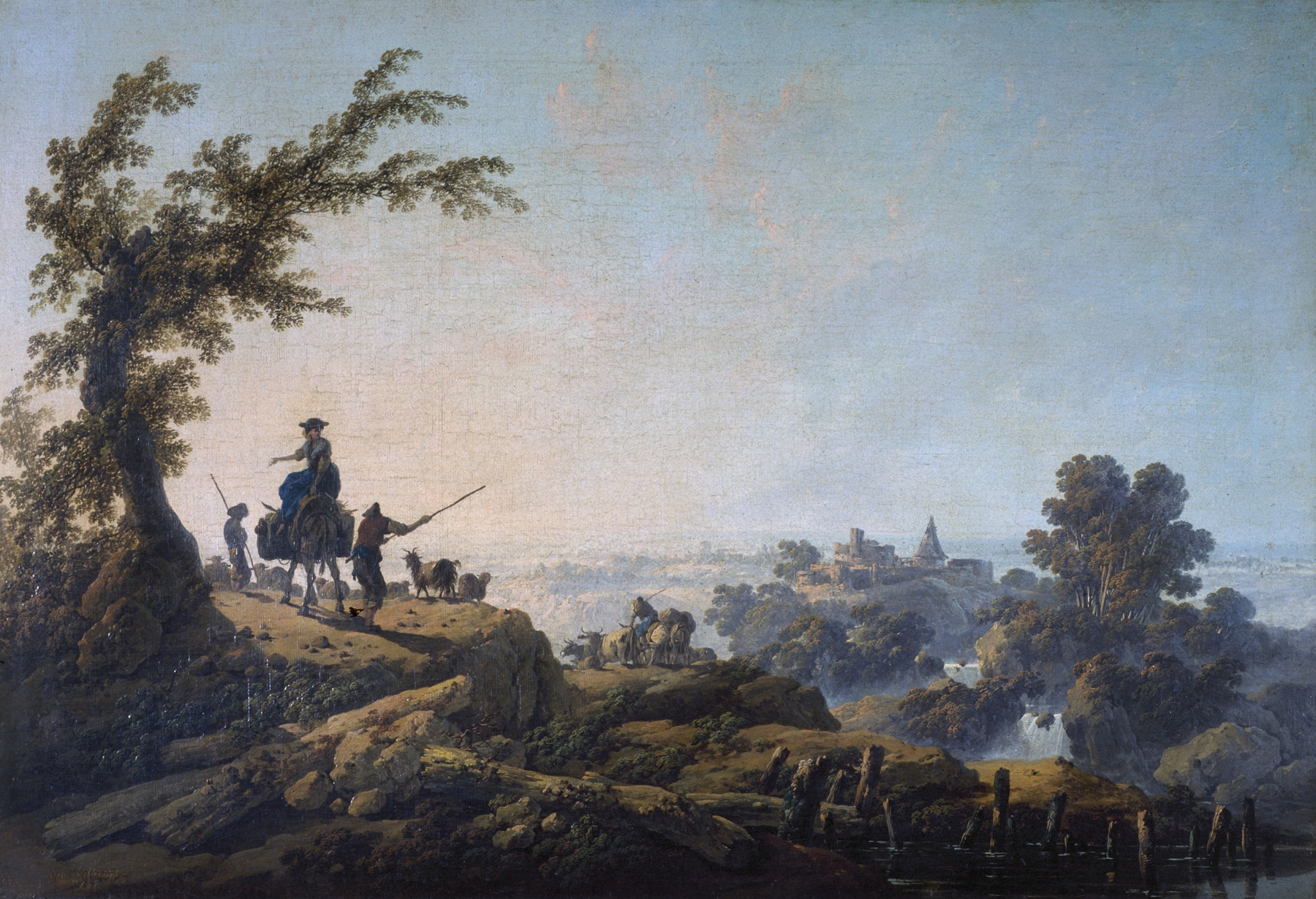 Rococo landscape by Jean-Baptiste Pillement, featuring lush greenery and dynamic movement