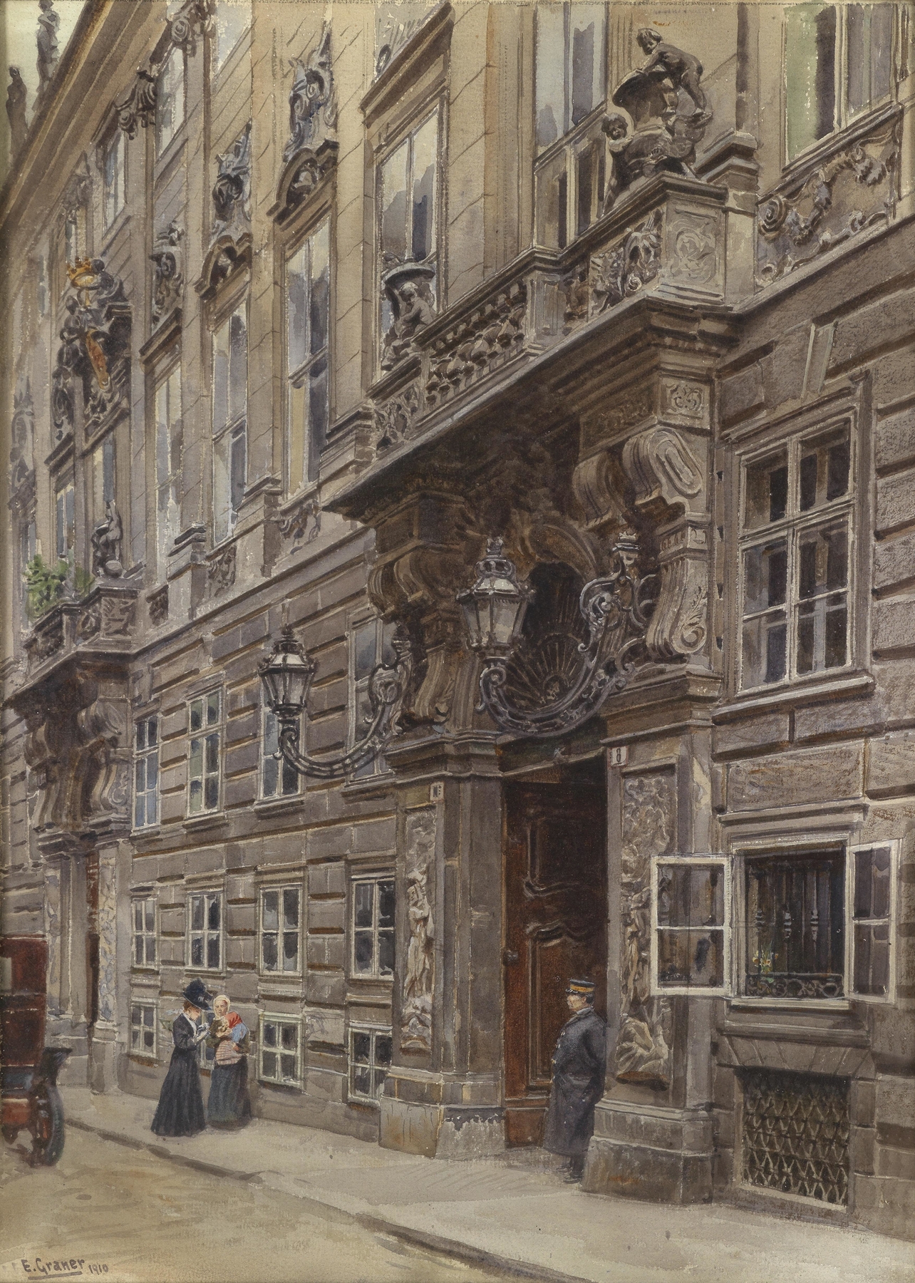 Palais des Prinzen Eugen in der Himmelpfortgasse by Ernst Graner, oil on canvas showing elegant architecture.