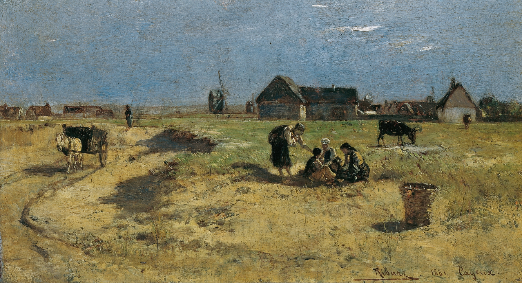 Landscape with rolling hills and sky by Rudolf Ribarz, oil on canvas